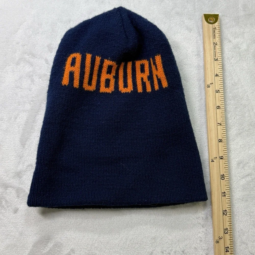 Vintage 80s Auburn Tigers Reversible Knit Beanie Hat Blue‎ Orange College